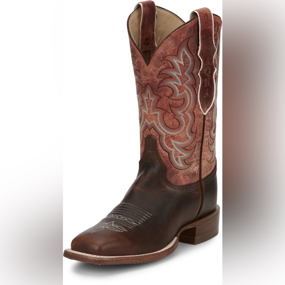 JUSTIN BOOTS WOMEN'S AQHA DUSTY BROWN SQUARE TOE WESTERN BOOTS AQ7020 - Picture 3 of 10